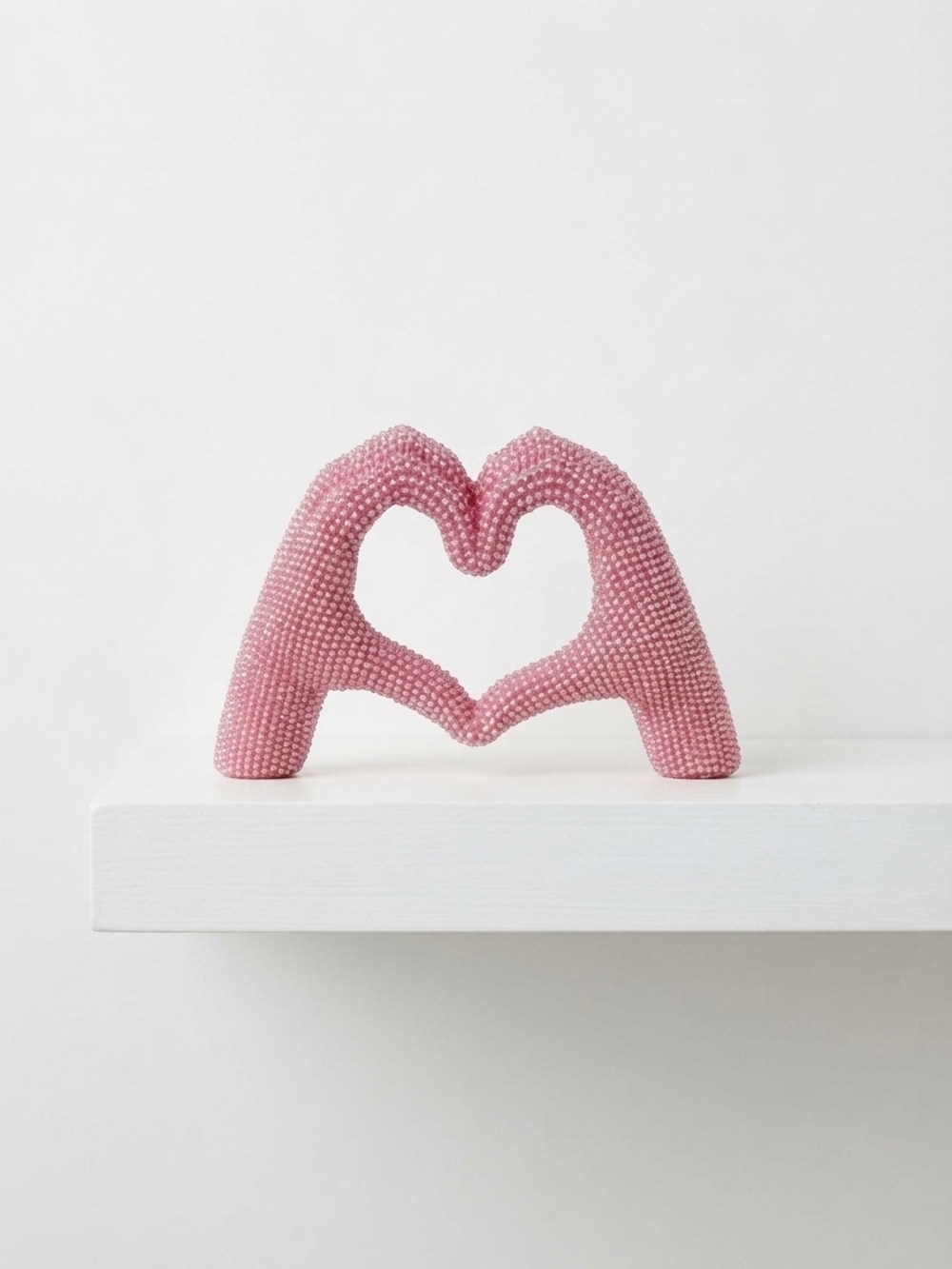 NEW Pink Dotted Ceramic Heart Hands (0443)